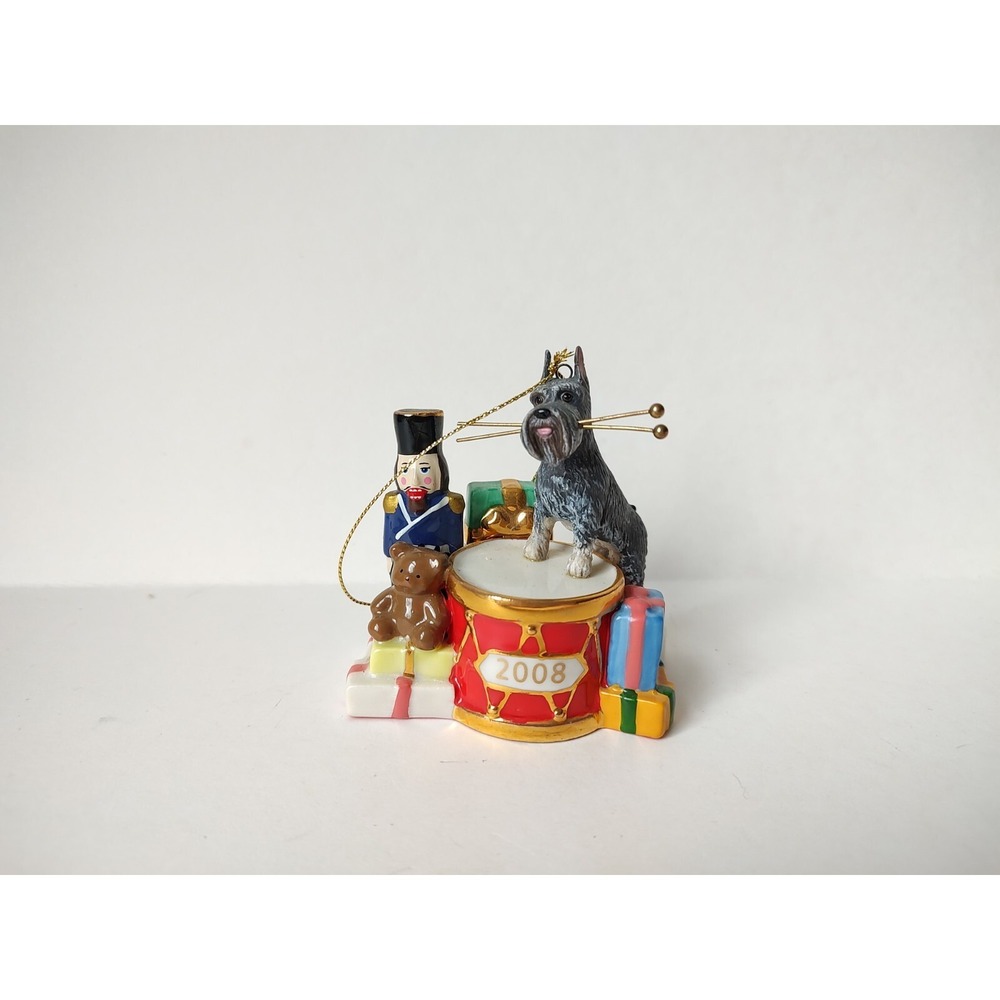 Danbury Mint Christmas ornament Schnauzer dog 2008 Christmas Drummer